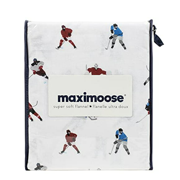Winter Sports Game Bed Set Erosebridal Ice Hockey Fitted Sheet,Ice Hockey Player Bedding Set Queen Size Black White Bed Cover with Deep Pocket Cartoon Bedding for Kids Boys Gift 